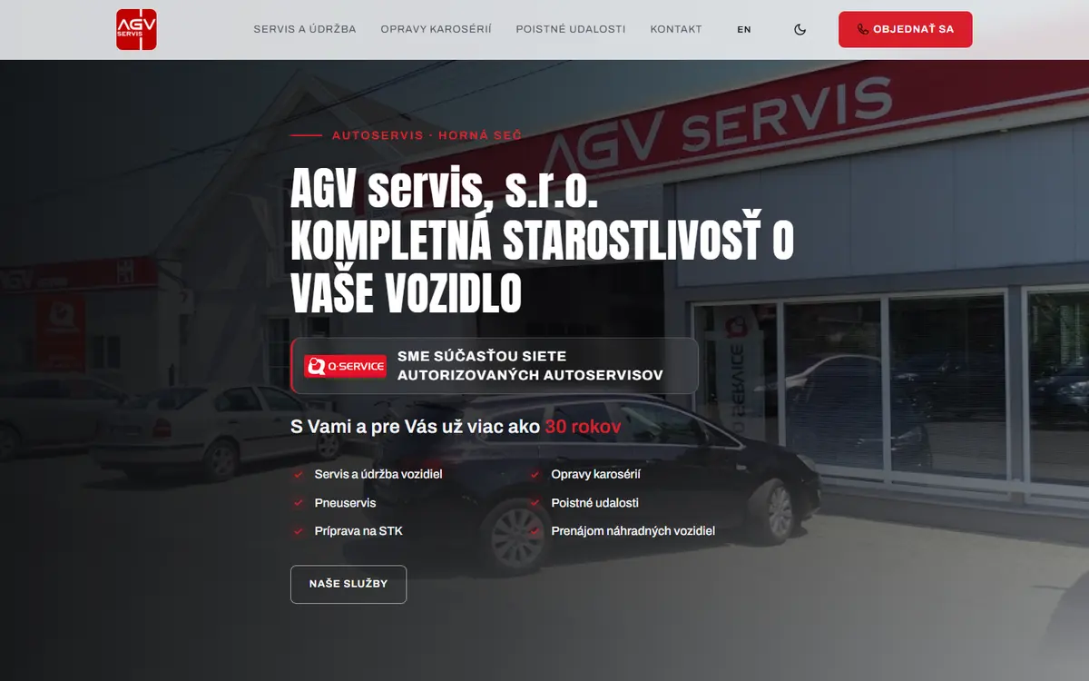 Úvod webu AGV servis